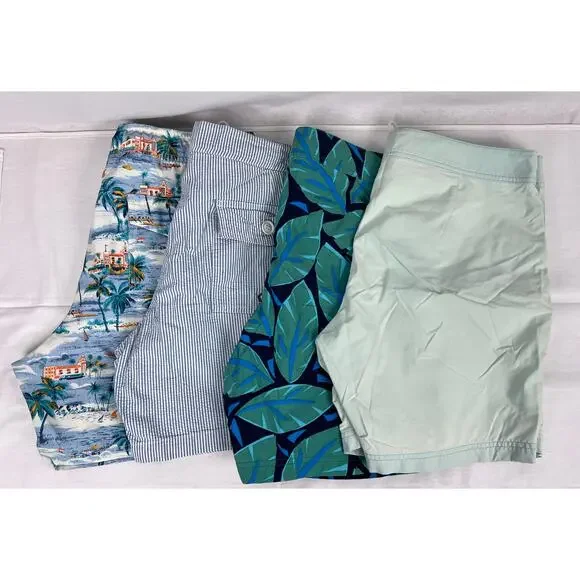 J. Crew Board Shorts Mens Bundle Lot Swimwear Seersucker Tropical Summer Surfer - Picture 3 of 8